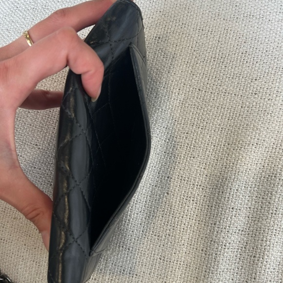 Authentic Chanel Matelassé Black Lambskin Wallet with Added Chain - Picture 10 of 15